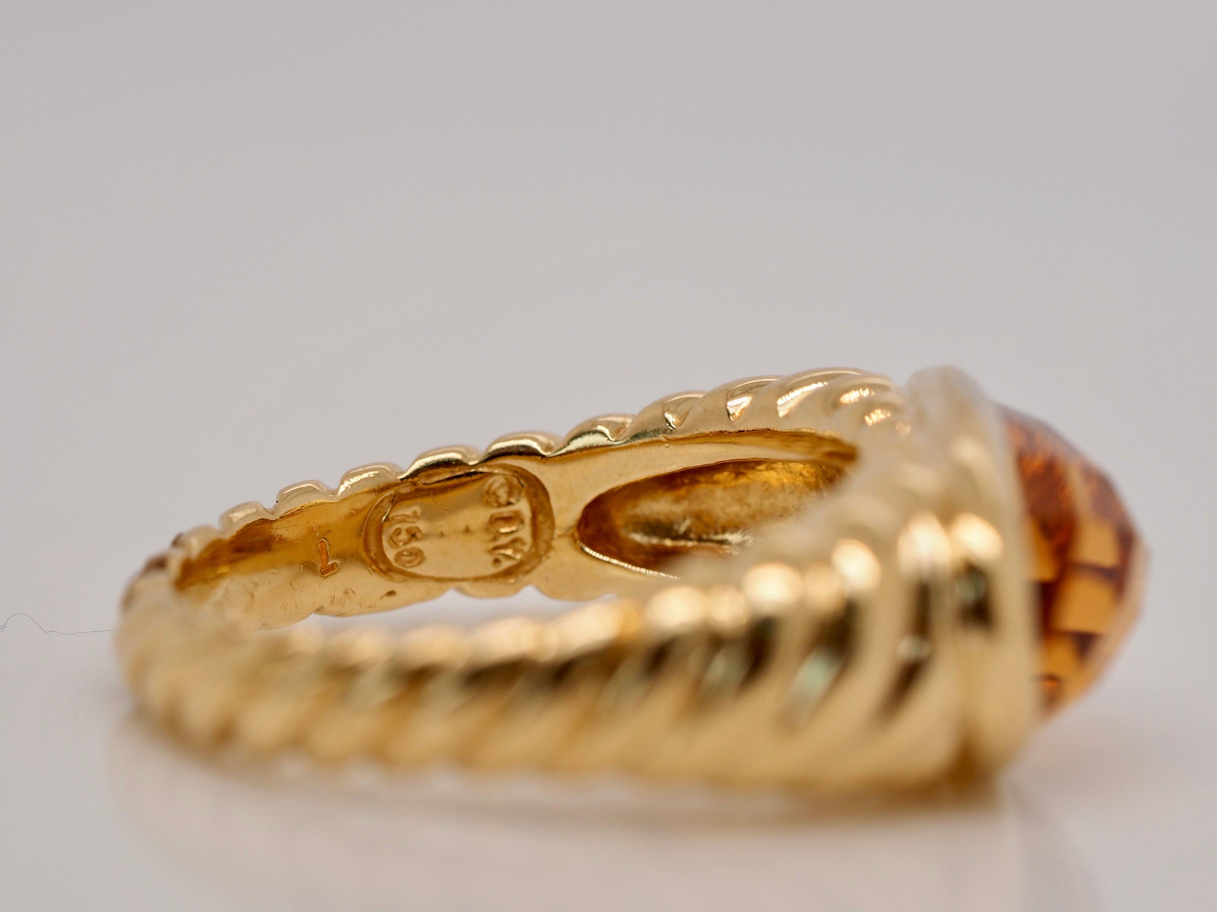 David Yurman Citrine Noblesse 18 Karat Yellow Gold Ring 2