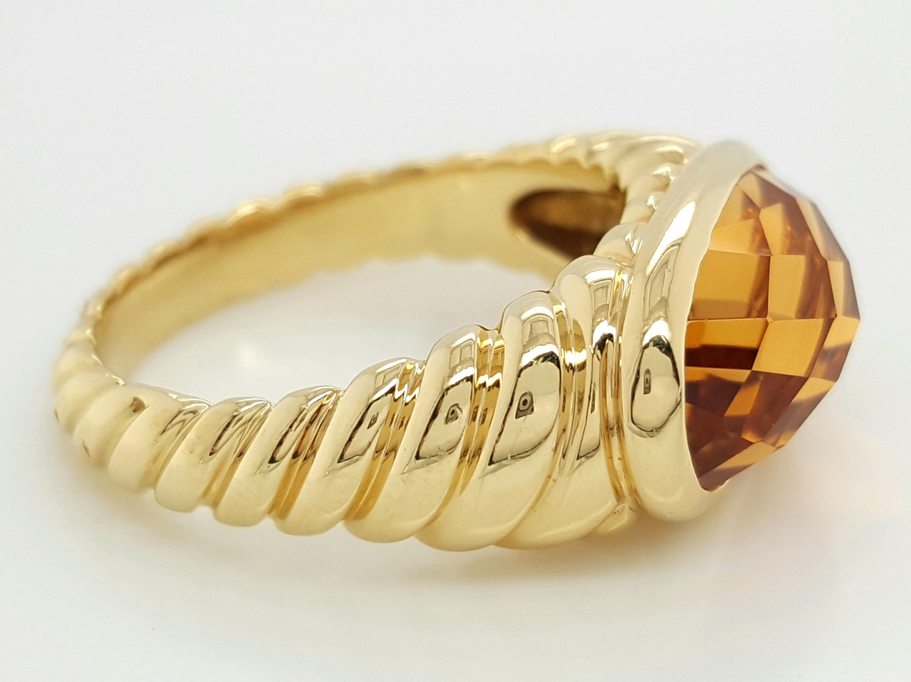 David Yurman Citrine Noblesse 18 Karat Yellow Gold Ring In Excellent Condition In Addison, TX