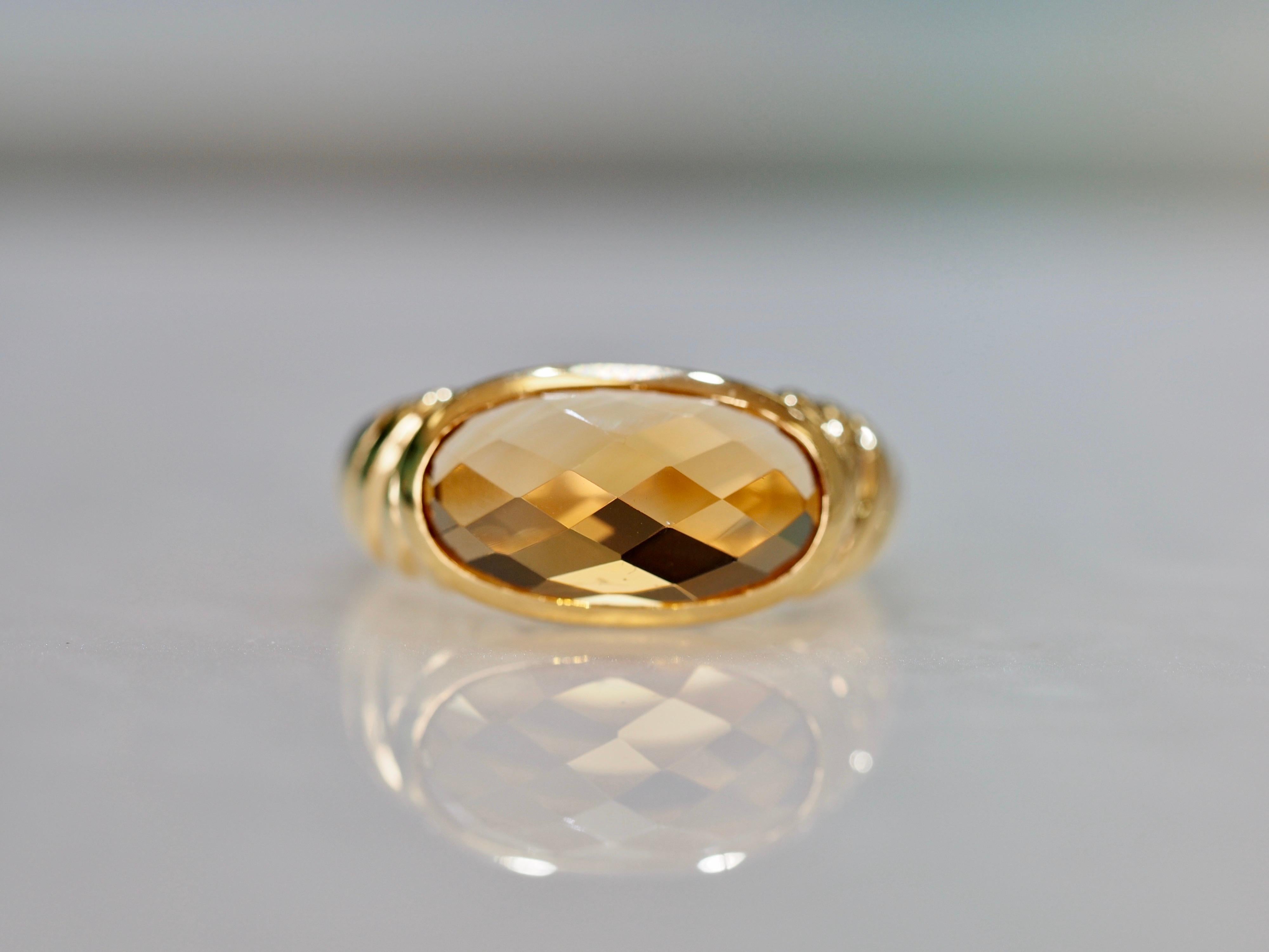 David Yurman Citrine Noblesse 18 Karat Yellow Gold Ring 3