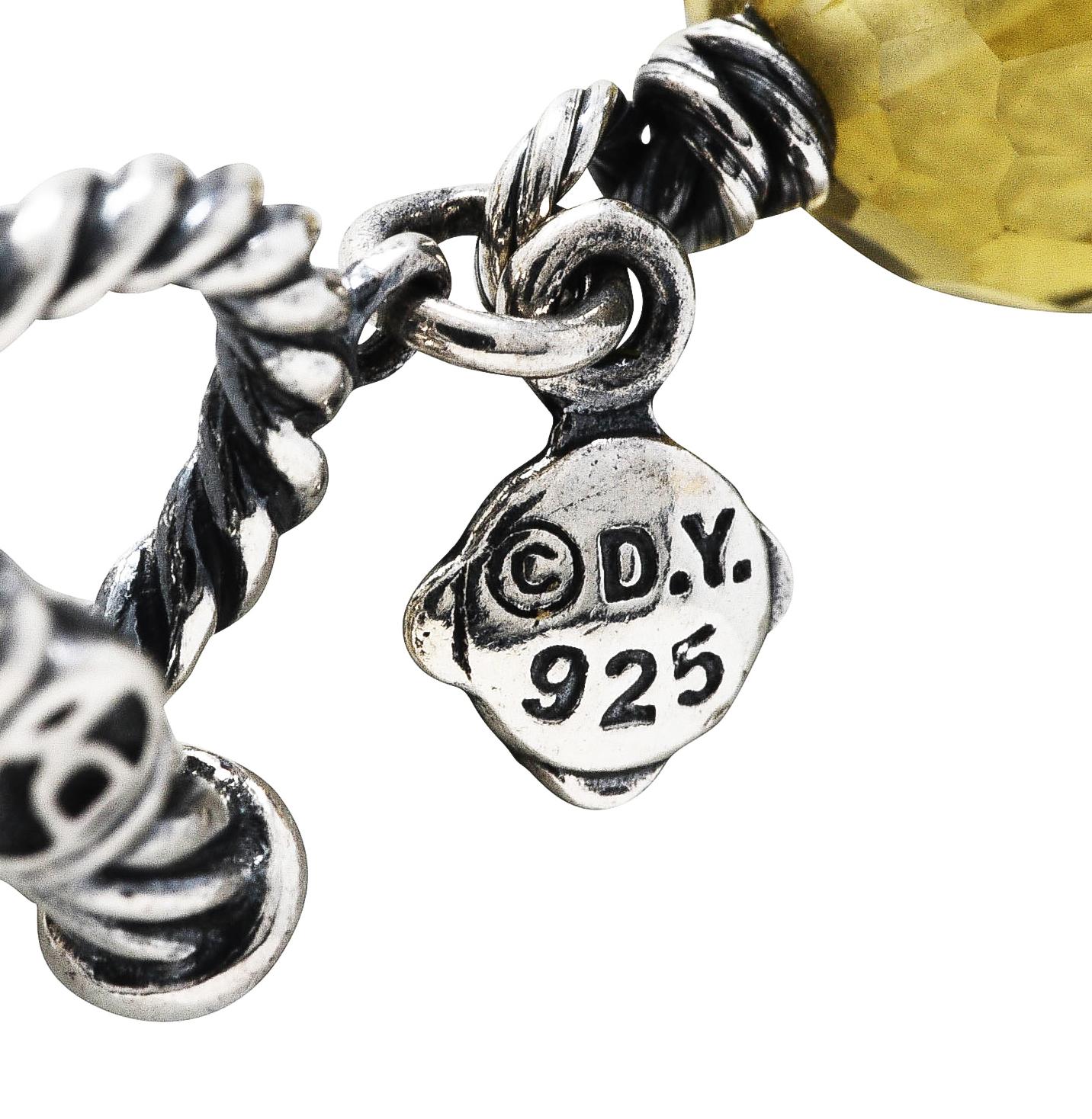 David Yurman Citrine Smoky Quartz Rock Crystal Sterling Silver Bead Station Neck In Excellent Condition In Philadelphia, PA