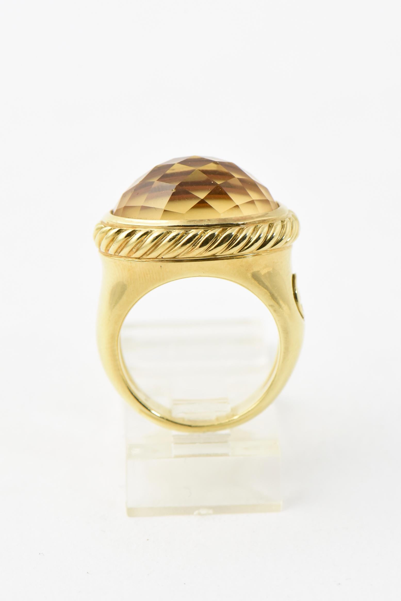 David Yurman Signature-Ring aus Gelbgold mit Citrin im Zustand „Hervorragend“ im Angebot in Miami Beach, FL