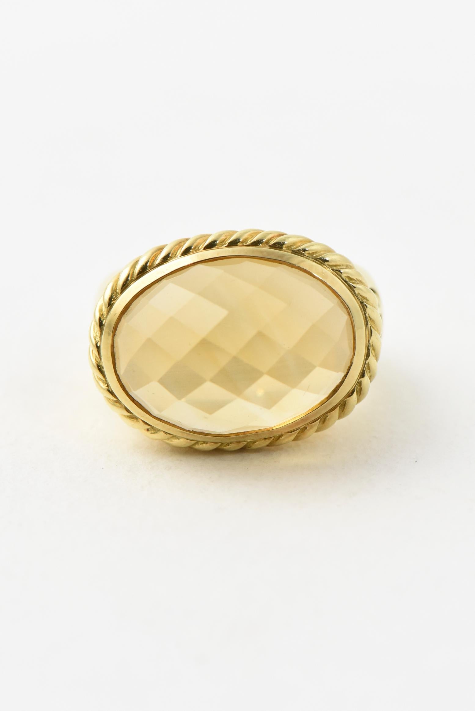 David Yurman Signature-Ring aus Gelbgold mit Citrin für Damen oder Herren im Angebot