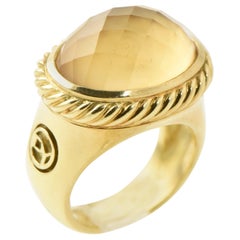 David Yurman Citrine Yellow Gold Signature Ring