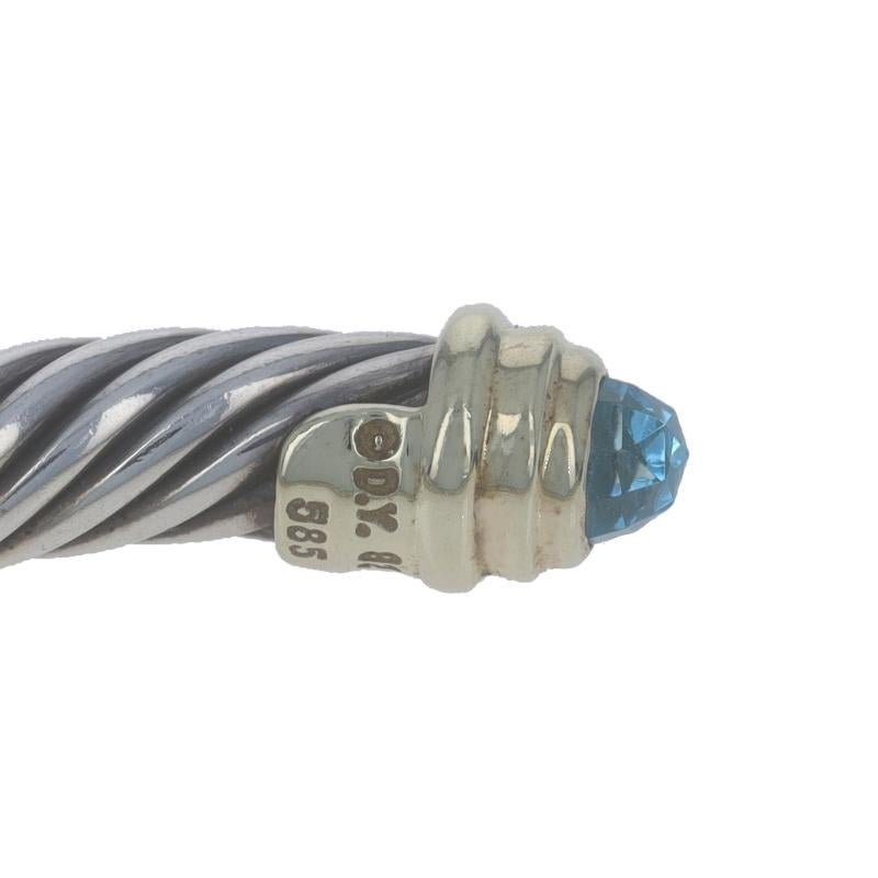 David Yurman Classic Cable 5mm Blue Topaz Cuff Bracelet 6