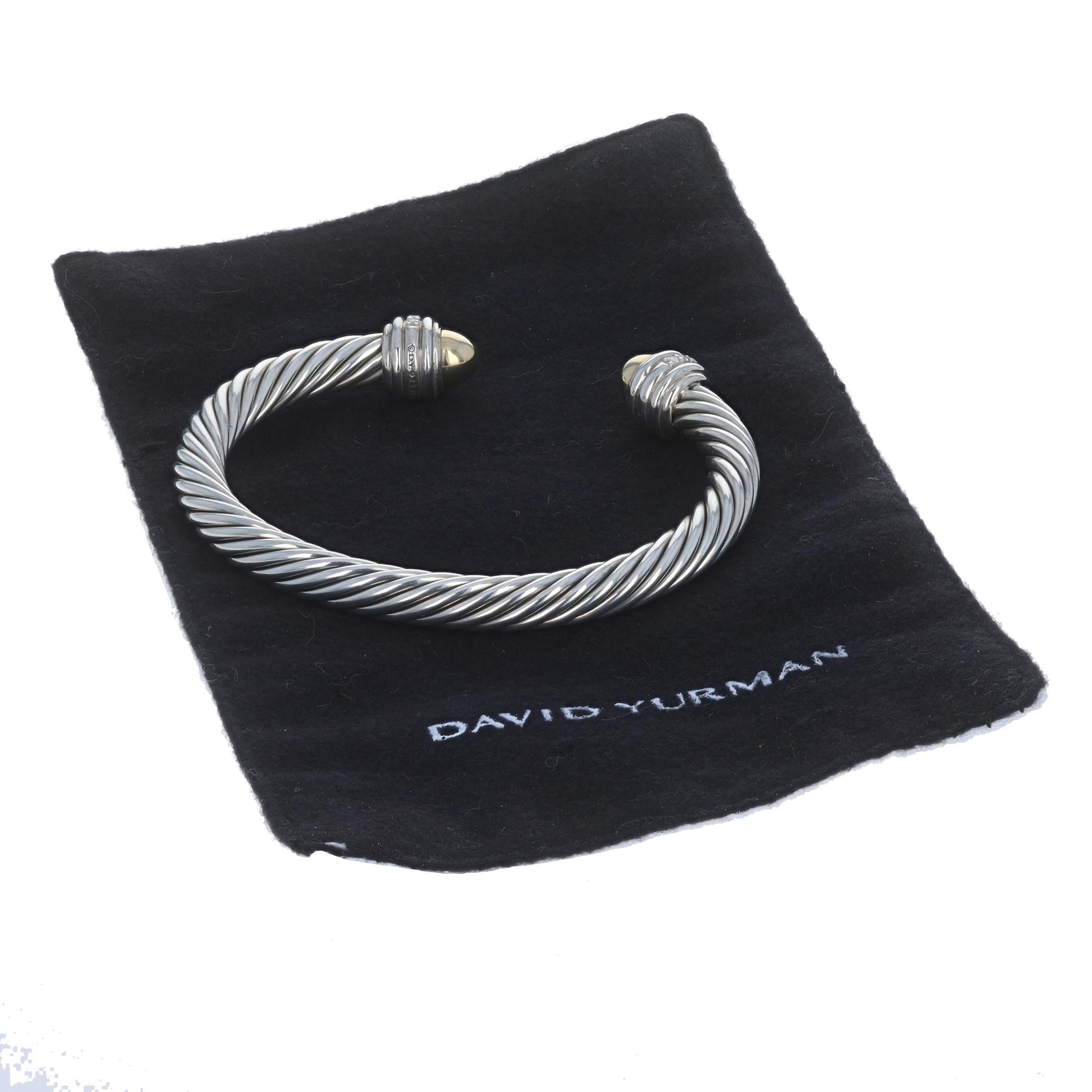 David Yurman Classic Cable 7mm Cuff Diamond Bracelet 6 3/4