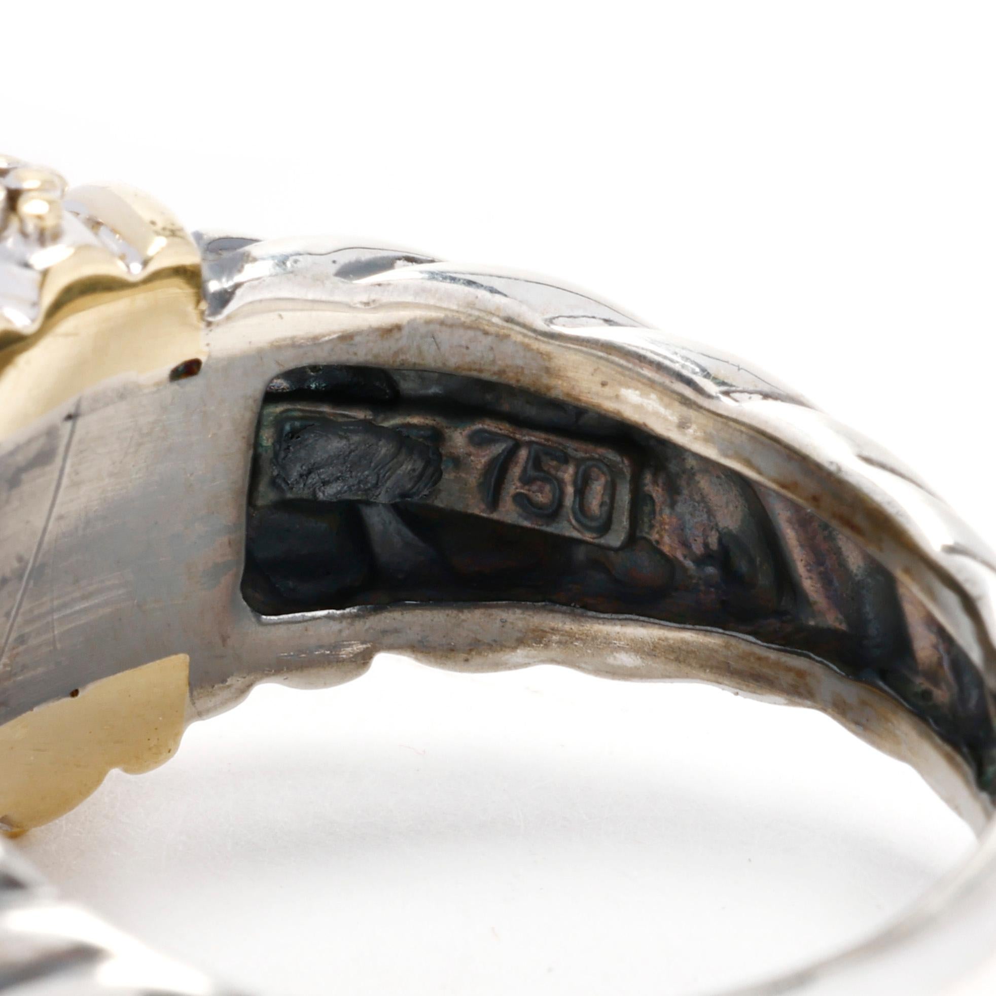 David Yurman Classic Cable Diamond Band Ring 18k Yellow Gold and Sterling Silver 1