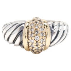 David Yurman Classic Cable Diamond Band Ring 18k Gelbgold und Sterling Silber