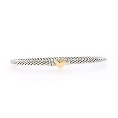 David Yurman Classic Cable Heart Bangle 6 1/2" - Sterling 925 Gold 18k