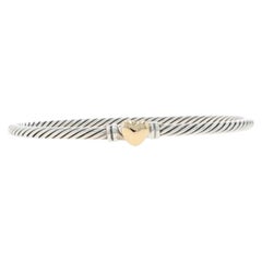 David Yurman Classic Cable Heart Bangle 6 1/2" - Sterling 925 Gold 18k
