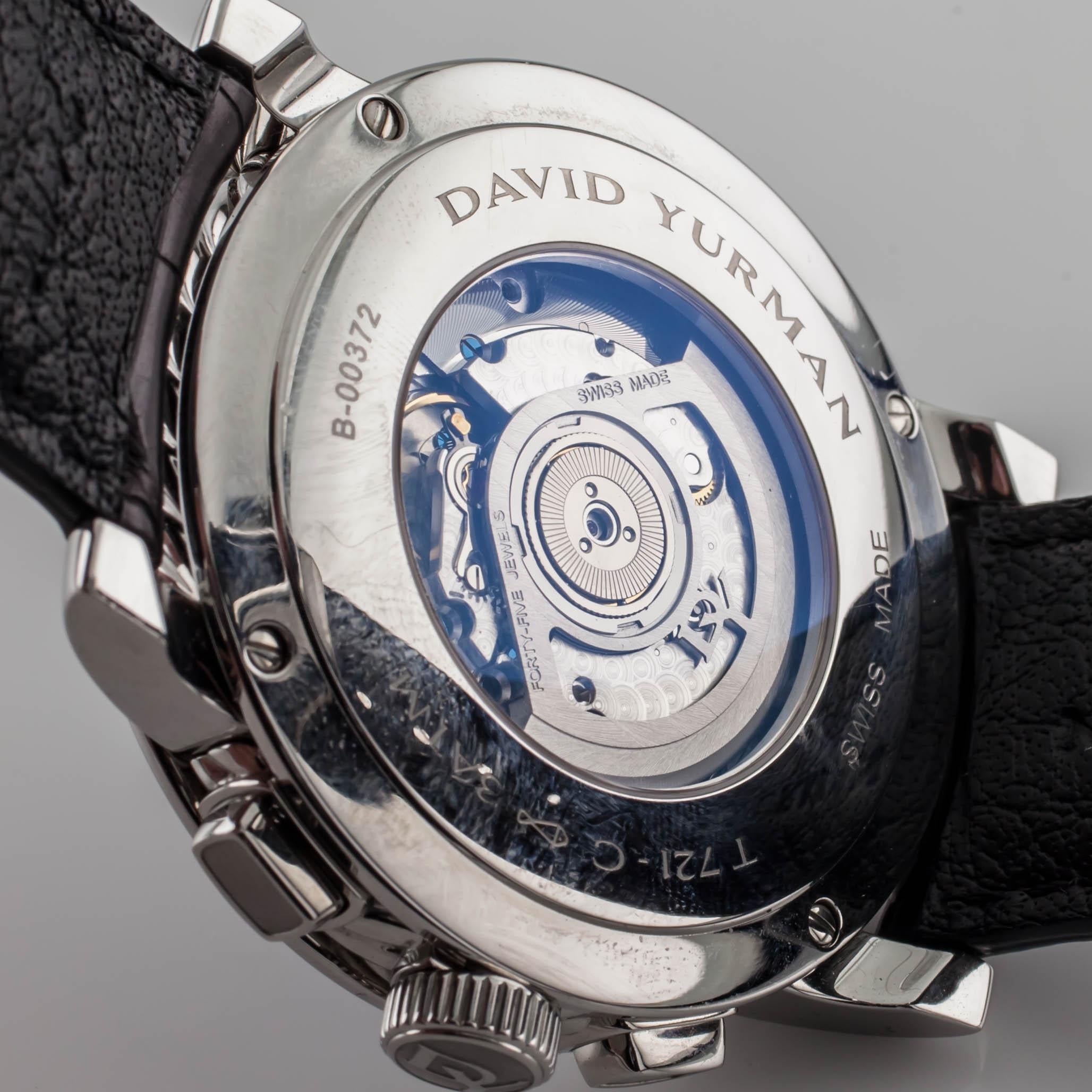 David Yurman Classic Chronograph Edelstahl-Uhr mit schwarzer Diamant-Lünette Herren