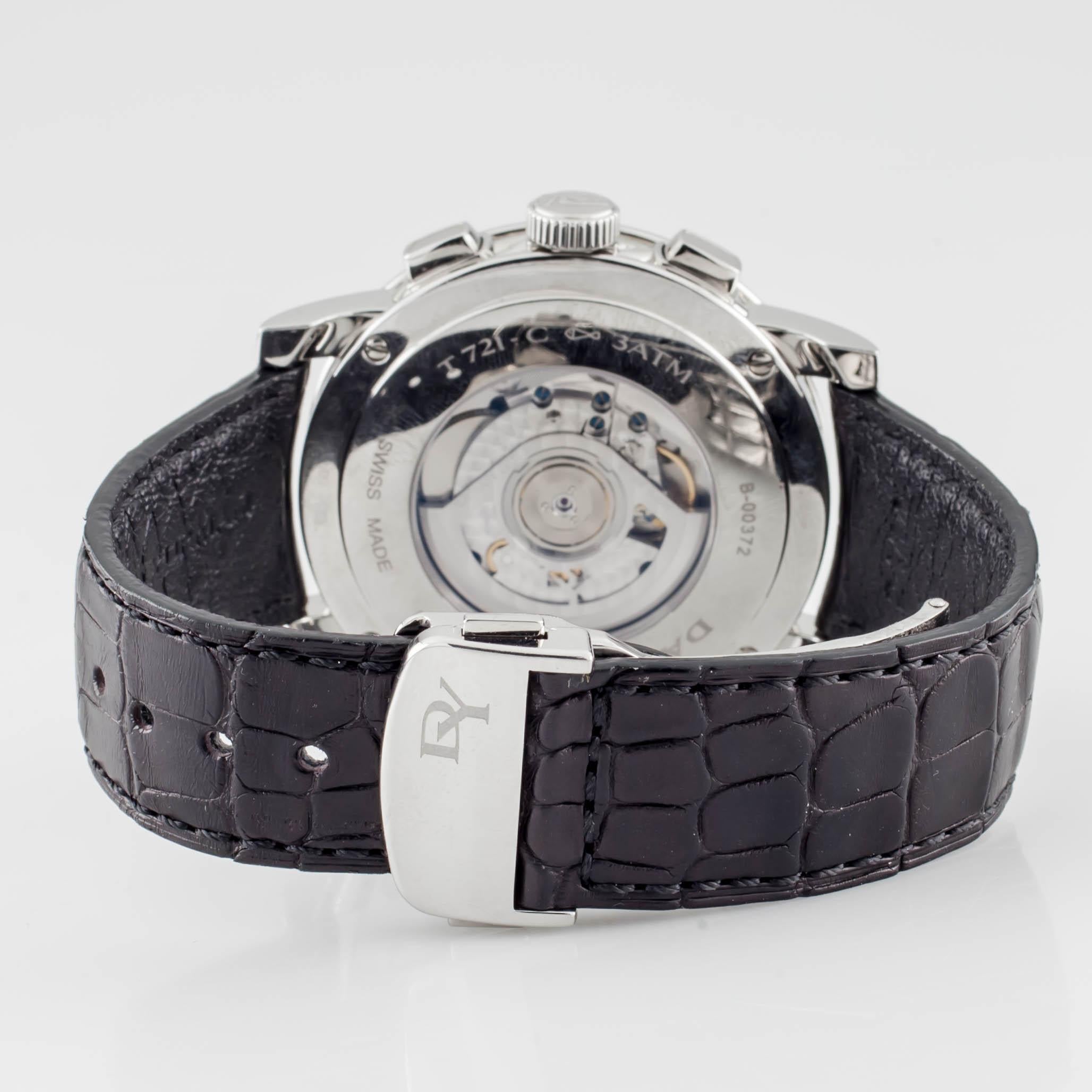 Round Cut David Yurman Classic Chronograph Stainless Steel Watch with Black Diamond Bezel