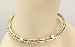 David Yurman Classic Double Cable Wire 14k Yellow Gold Choker Necklace