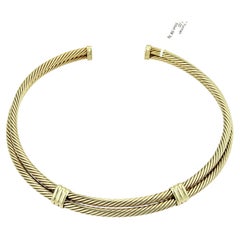 David Yurman Classic Double Cable Wire 14k Yellow Gold Choker Necklace
