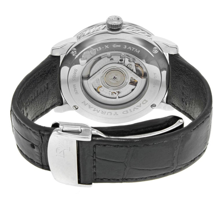 David Yurman Classic Silver Dial Date Leather Band Steel Automatic Men