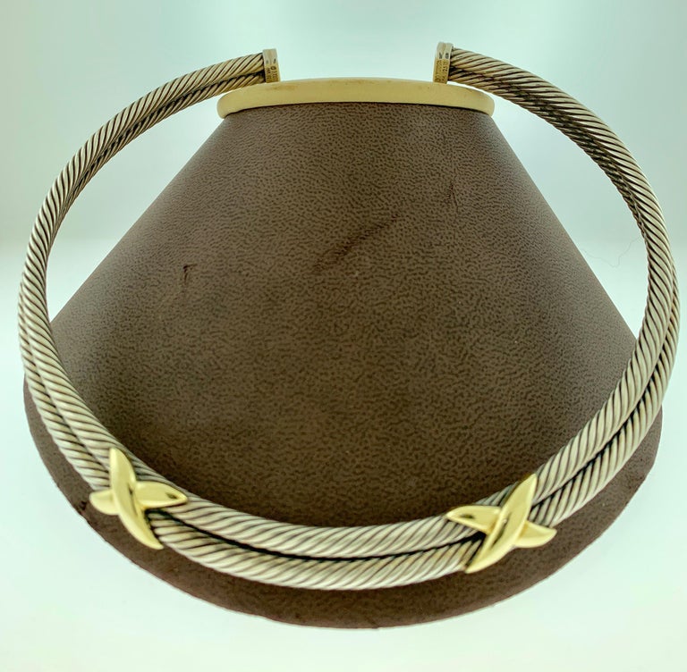 David Yurman Classic, Two X, Double Cable Choker Necklace Sterling and