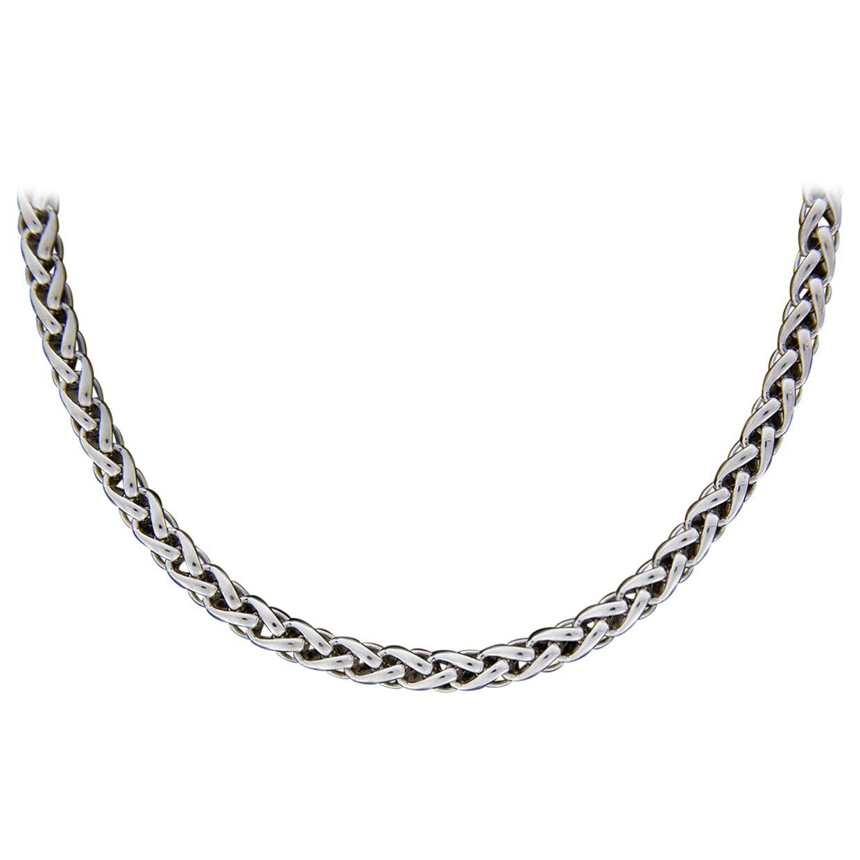 David Yurman Silver & Gold Classic Wheat Chain Necklace with Hook Clasp