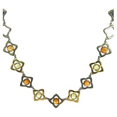 David Yurman Clover Flower Motif Necklace in Sterling Silver and 18K Gold