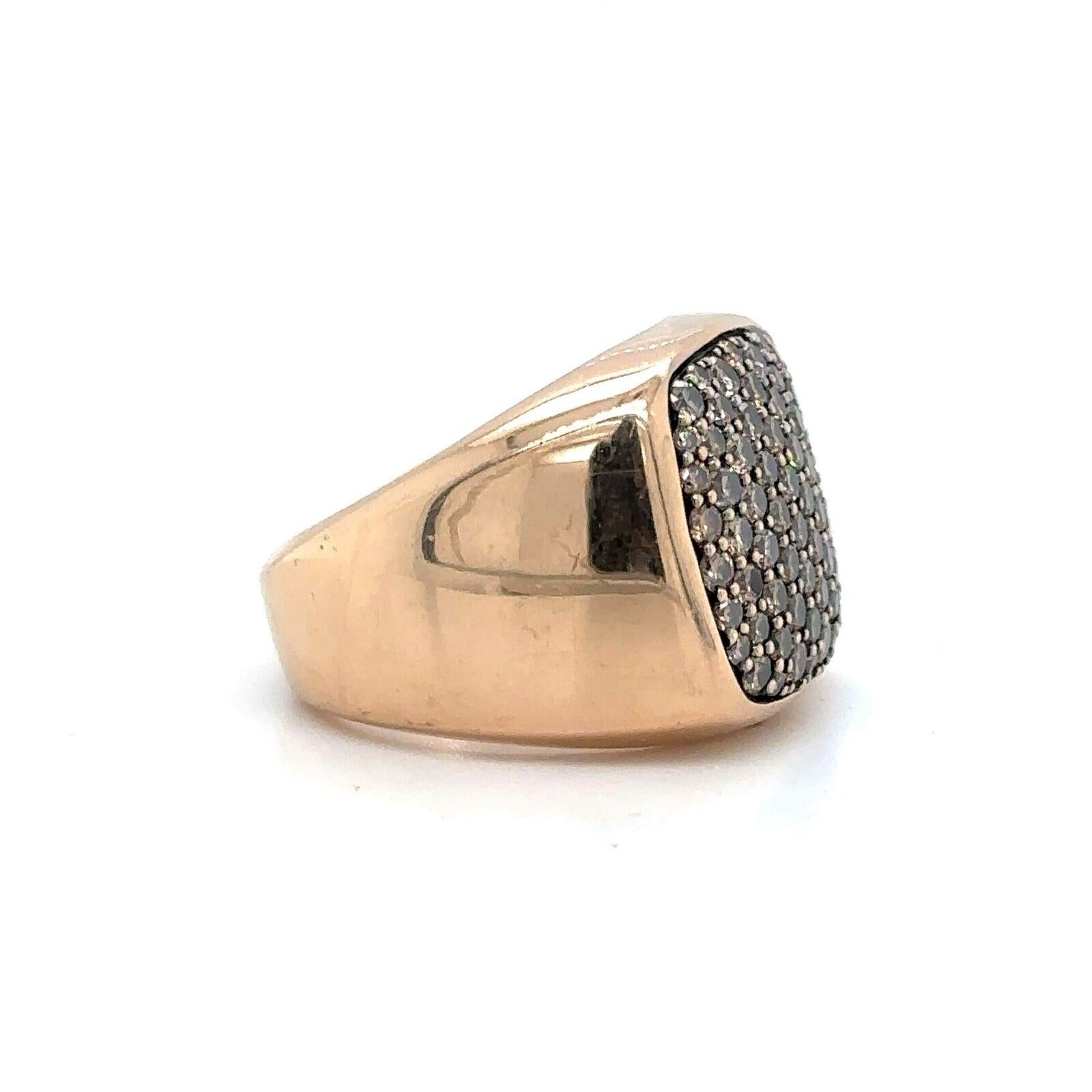 David Yurman Cognac 18 Karat Rose Gold Diamond Streamline Signet Ring  In Good Condition For Sale In Guilford, CT