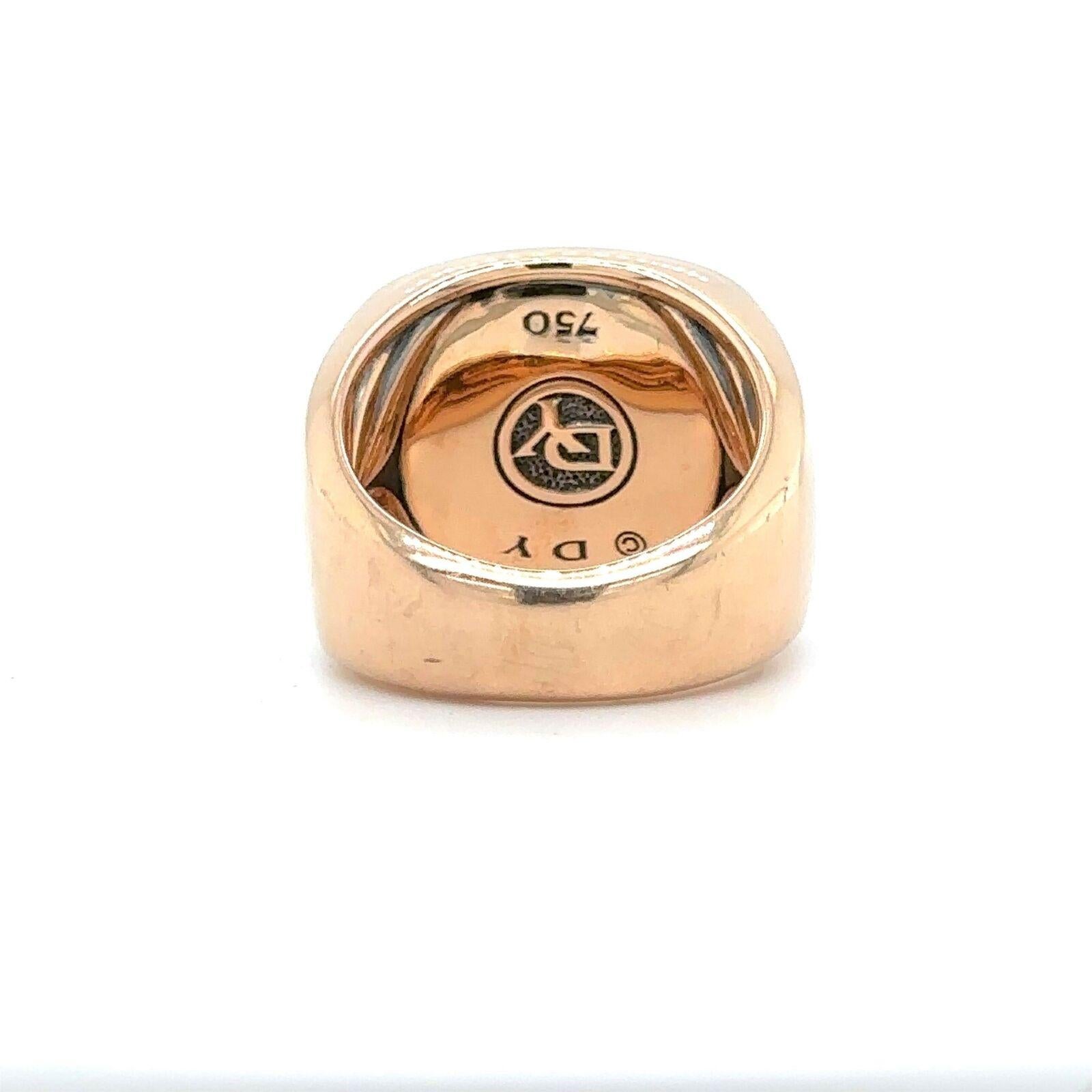 David Yurman Cognac 18 Karat Rose Gold Diamond Streamline Signet Ring  For Sale 2