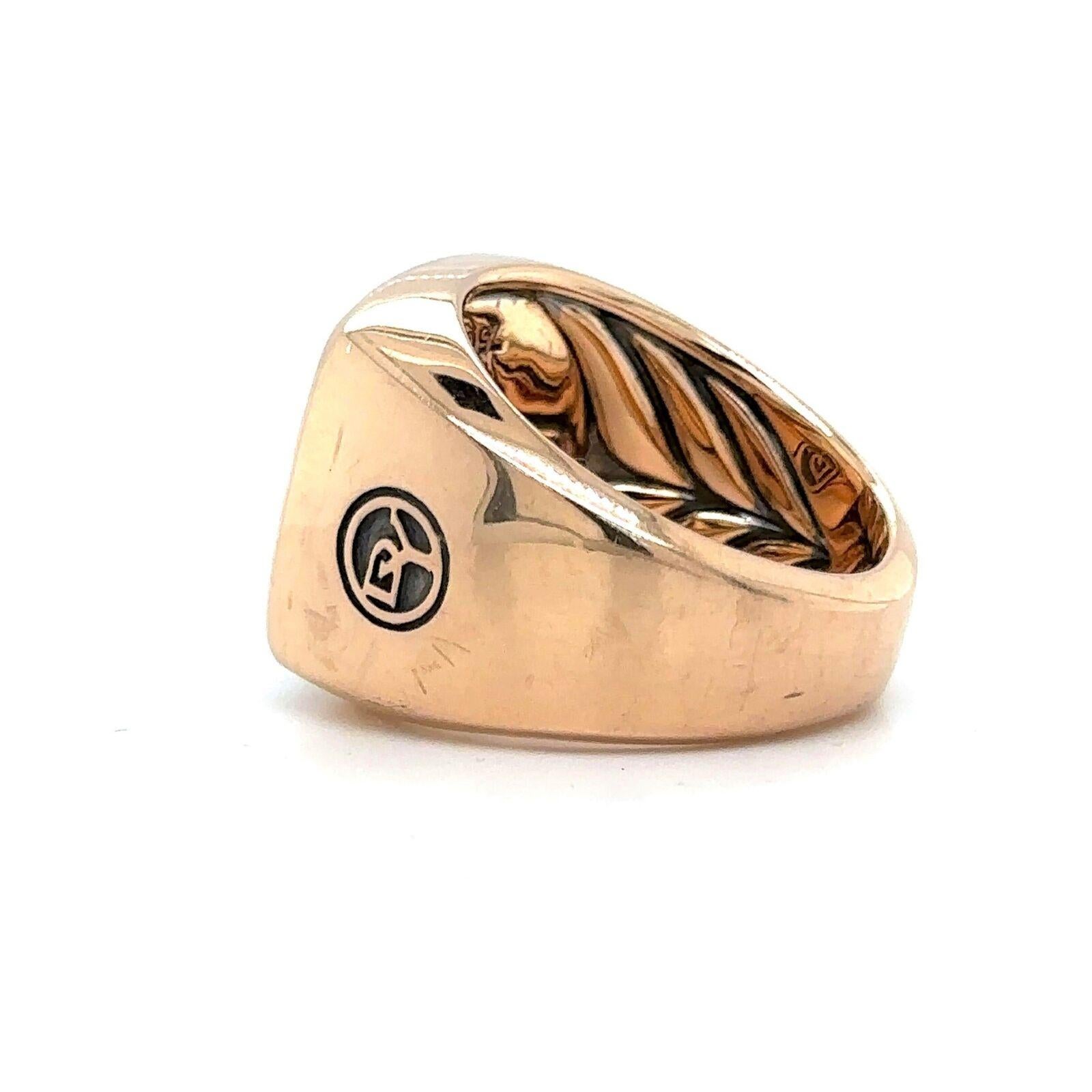 David Yurman Cognac 18 Karat Rose Gold Diamond Streamline Signet Ring 2