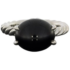 David Yurman Bague droite classique en argent sterling avec cabochon d'onyx, pour femmes