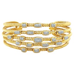 David Yurman Confetti 18K Yellow Gold and Diamond Five Row Cuff Bracelet