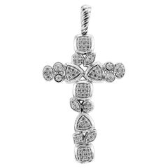 David Yurman Confetti 925 Sterling Silver Pave Diamond Cross Pendant