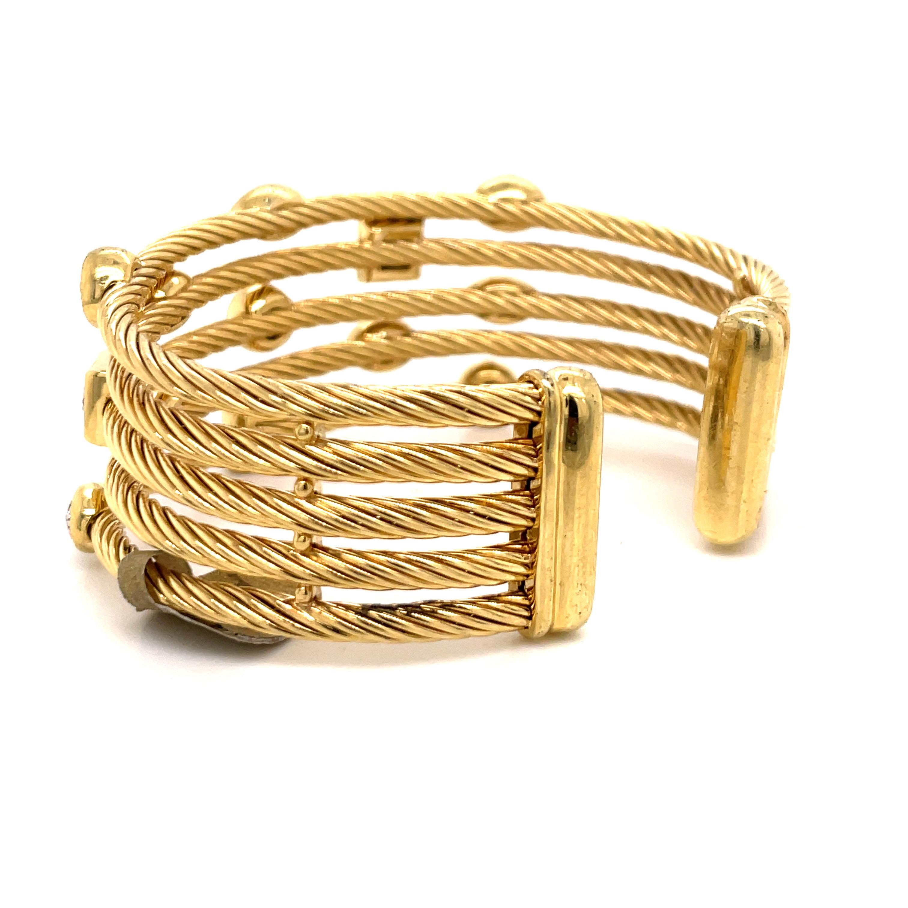 David Yurman Confetti Collection Diamond Cuff Bracelet 18 Karat Yellow Gold 1