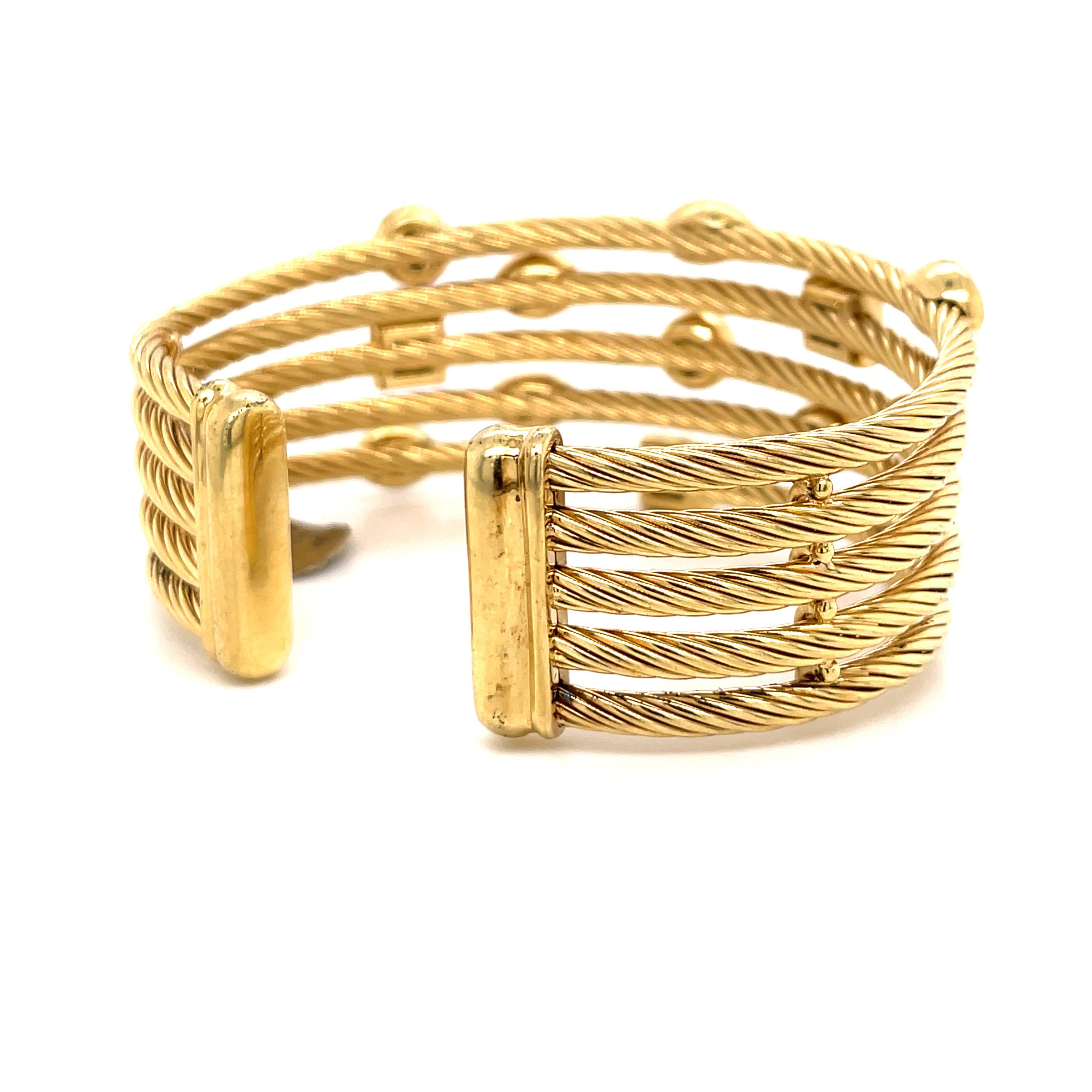 Women's David Yurman Confetti Collection Diamond Cuff Bracelet 18 Karat Yellow Gold