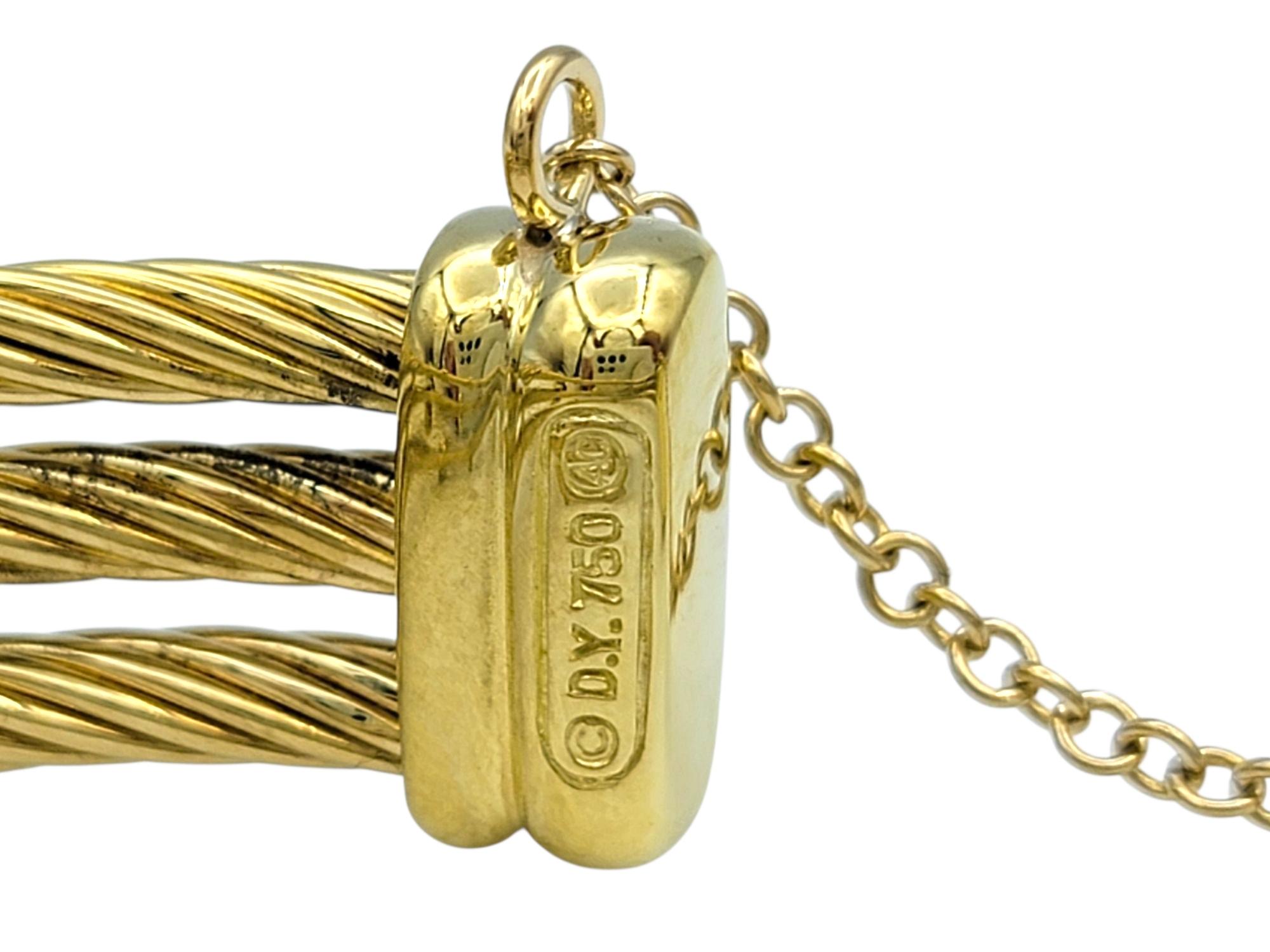 David Yurman Confetti Collection Three Row Diamond Cuff Bracelet 18 Karat Gold In Good Condition For Sale In Scottsdale, AZ