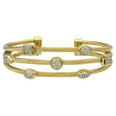 David Yurman Confetti Kollektion Dreireihiges Diamant-Manschettenarmband aus 18 Karat Gold