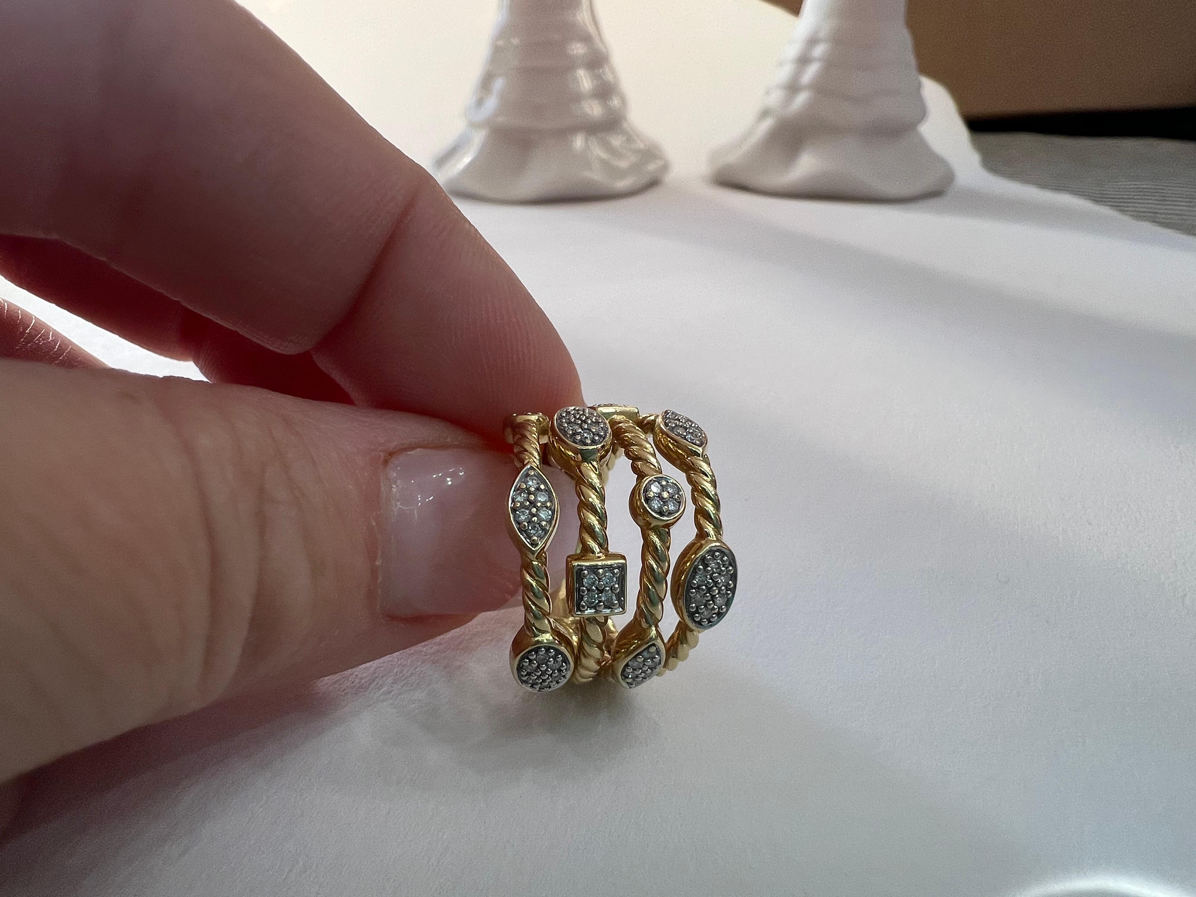 Modern David Yurman Confetti Ring, 18k Yellow Gold and Diamonds