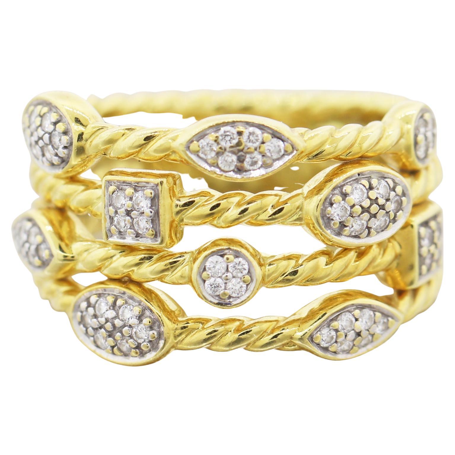 David Yurman 1.20 Carat Diamonds Gold Ring at 1stDibs