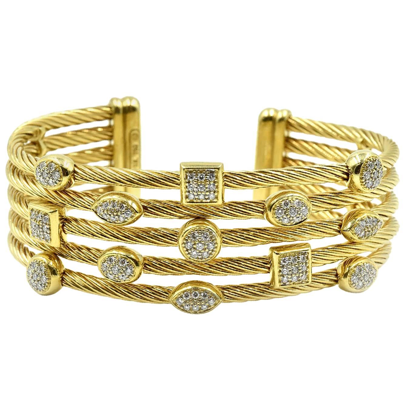 David Yurman Confetti Wide Cuff Bracelet with Pave Set Diamonds