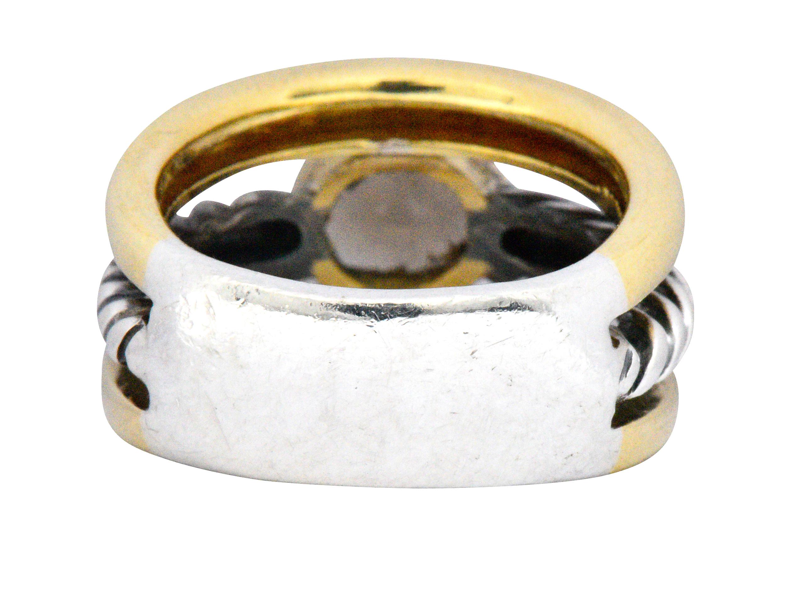 Women's or Men's David Yurman Contemporary Smoky Quartz 18 Karat Gold Sterling Silver Ring