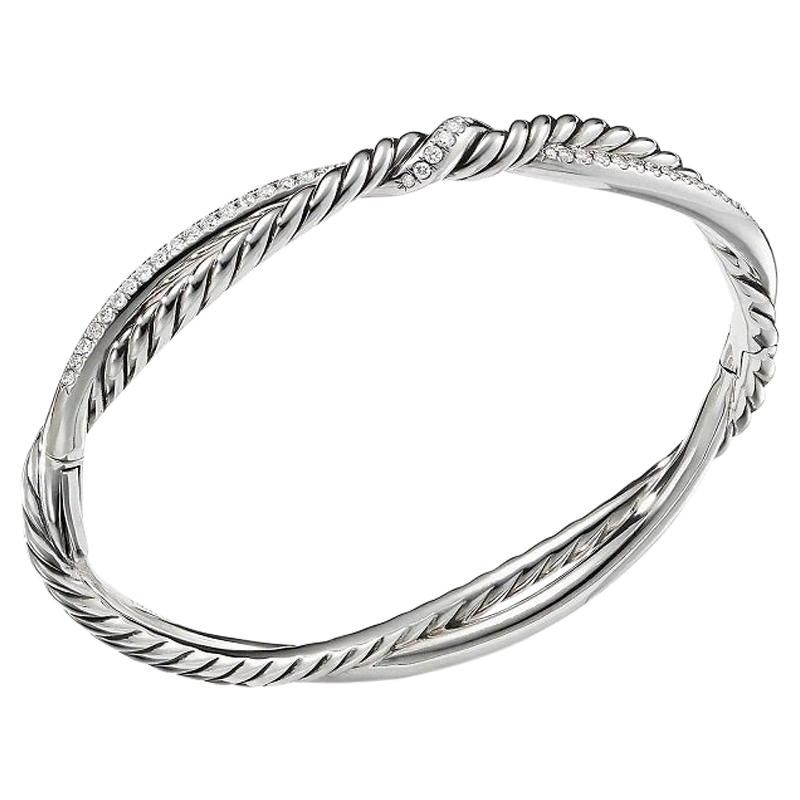 David Yurman Continuance Sterling Silver Bracelet with Diamonds B13782DSSADI For Sale
