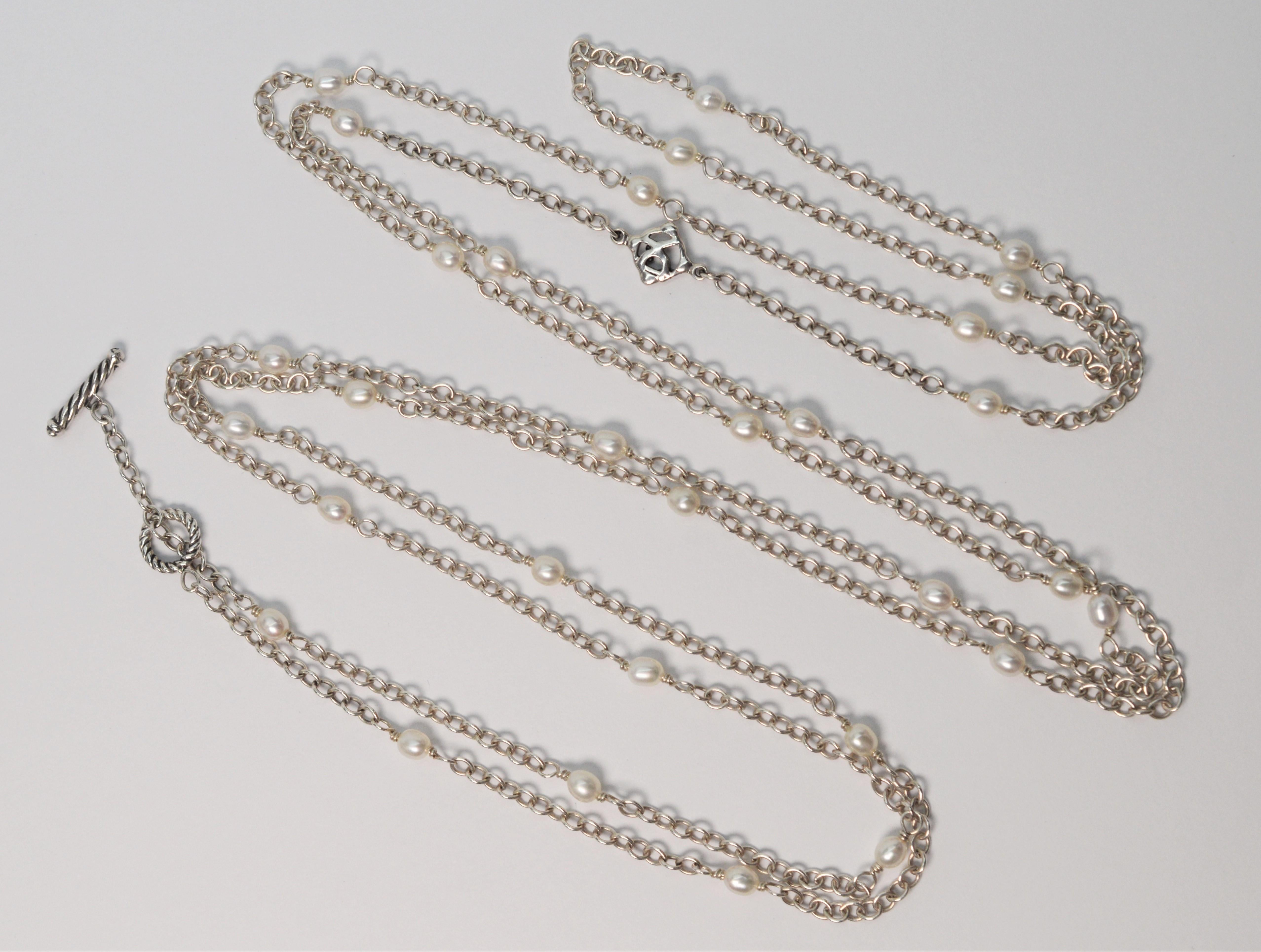 Long in length with plenty of style, this hard to find 64 inch sterling silver David Yurman Chain necklace is a necessary wardrobe staple. From the DY Cable Collection, the generous length of this Continuance Chain allows for perfect draping or
