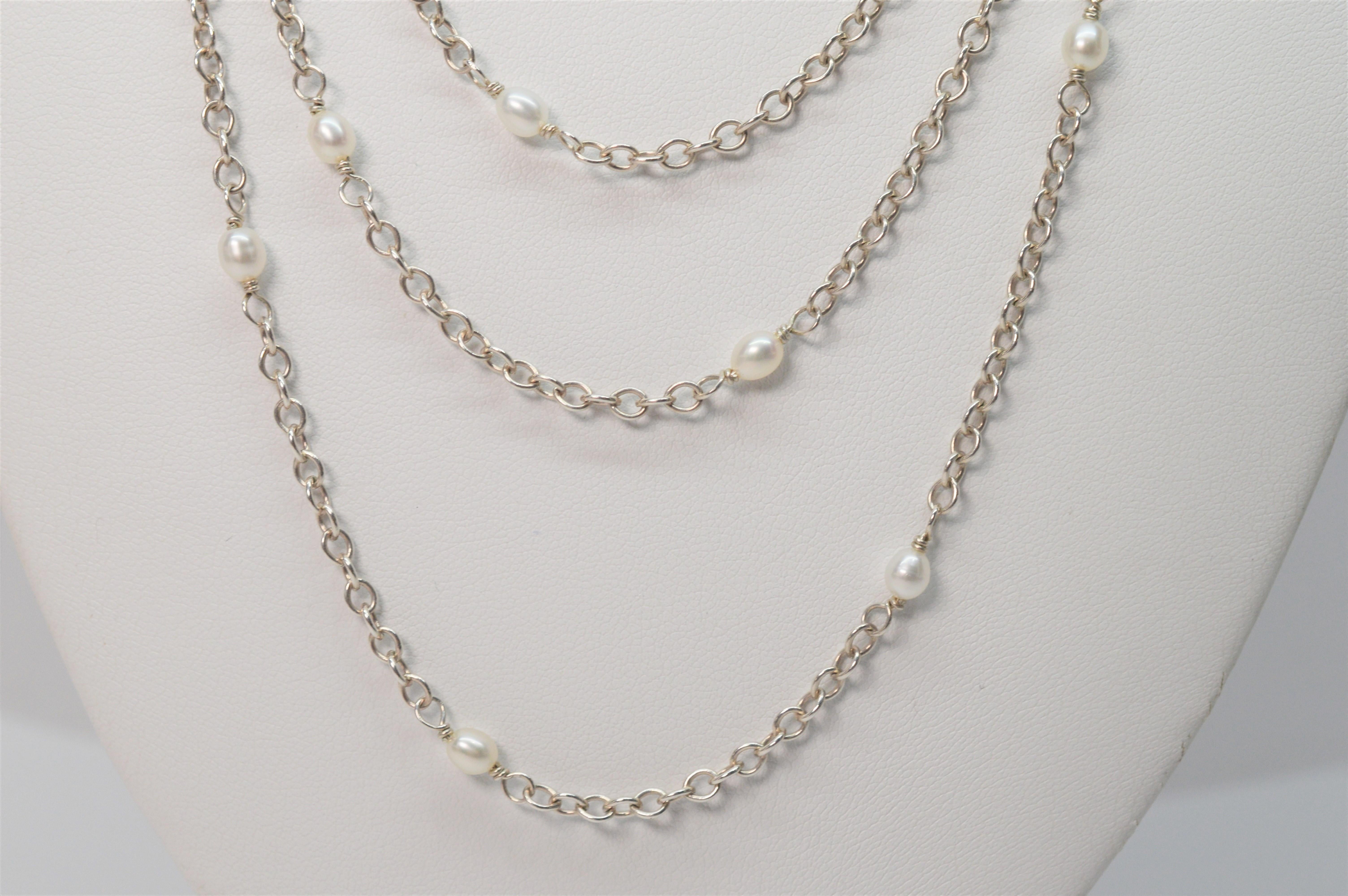 David Yurman Fortsetzung Sterlingsilber Perlenkette Halskette im Zustand „Hervorragend“ im Angebot in Mount Kisco, NY