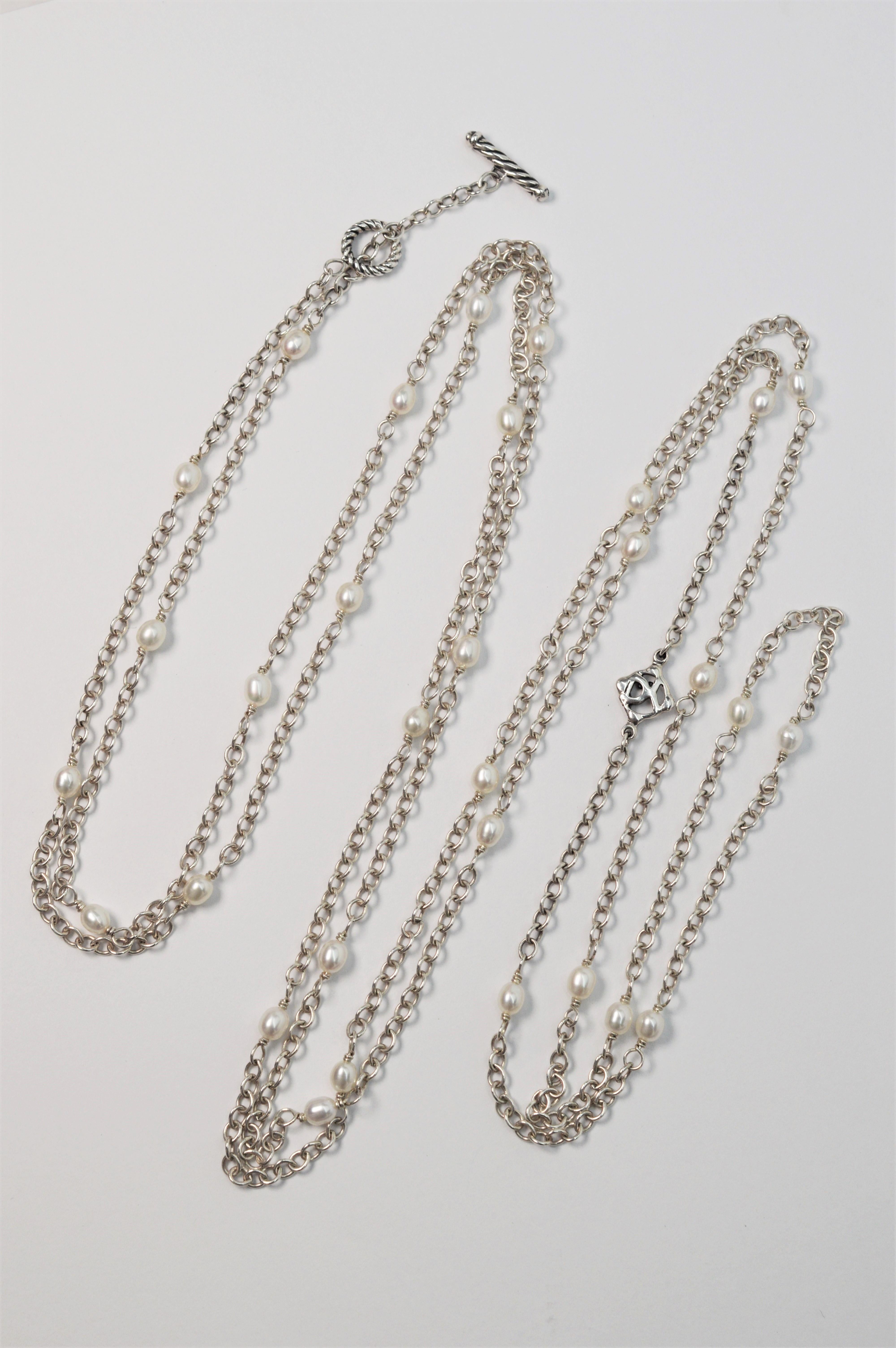 David Yurman Fortsetzung Sterlingsilber Perlenkette Halskette Damen im Angebot