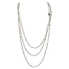 Used David Yurman Continuance Sterling Silver Pearl Chain Necklace