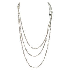 David Yurman Continuance Sterling Silver Pearl Chain Necklace