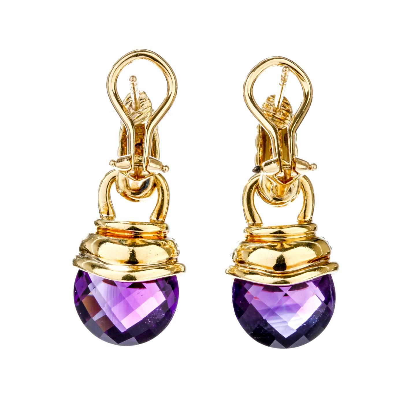 Women's David Yurman Convertible Drop Earrings Amethyst 18 Kara Gold Silver Diamonds For Sale
