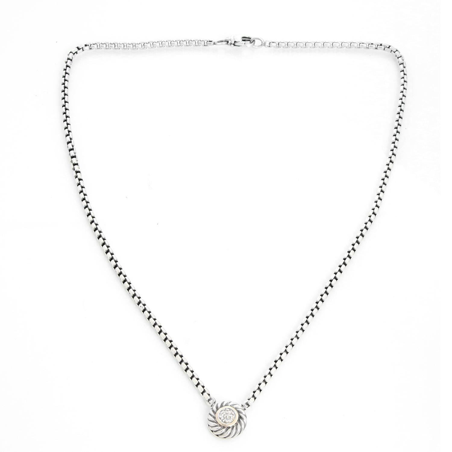 David Yurman Cookie Collection Diamond Necklace In Excellent Condition For Sale In Dallas, TX