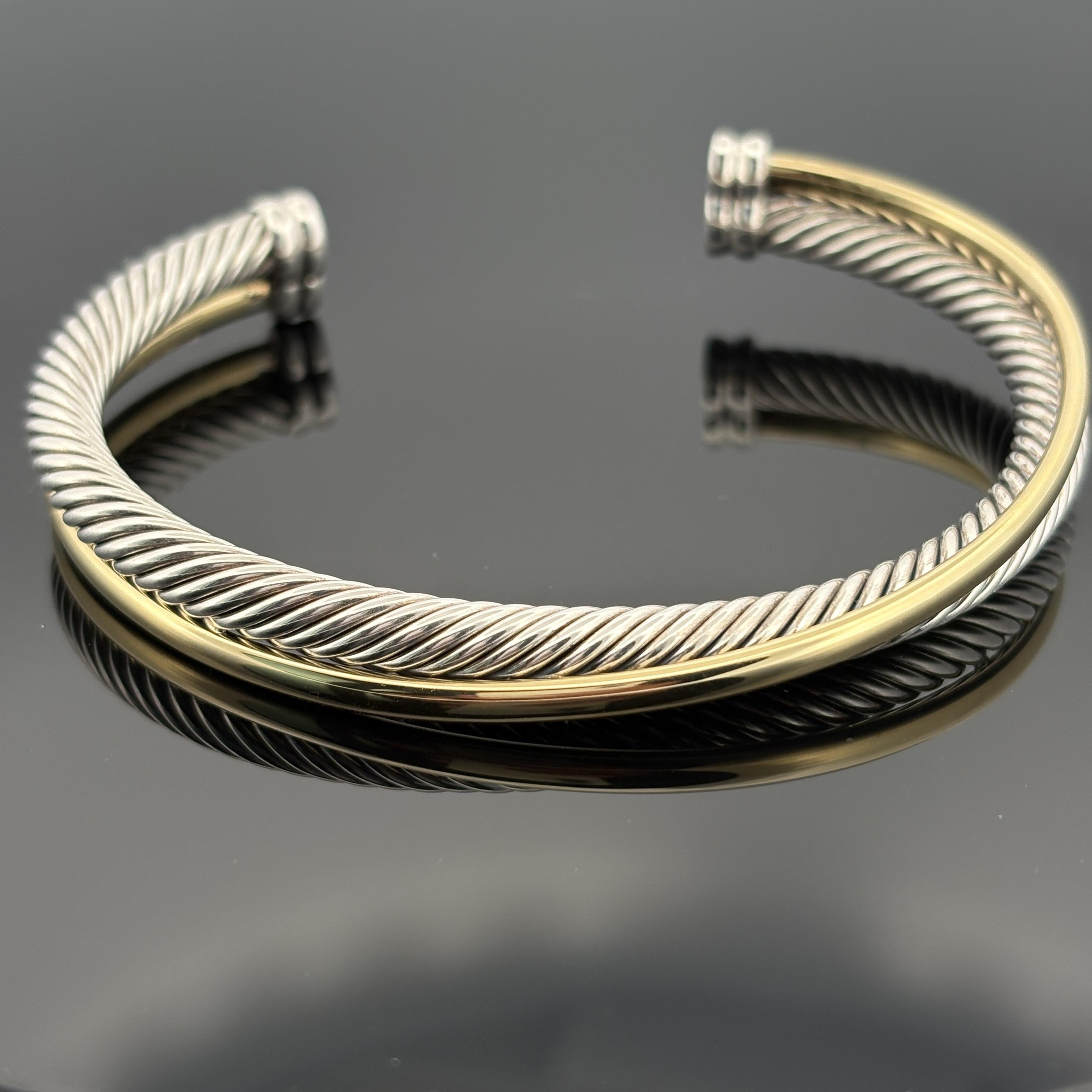 da uomo o donna David Yurman Bracciale CrossDavid Yurman Crossover a due file 5mm Grande - $1750 in vendita