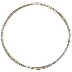 David Yurman Crossover 18 Karat Gold and Sterling Silver Cable Choker Necklace