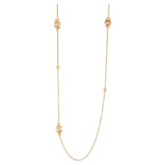 David Yurman Crossover 18K Yellow Gold Pave Diamond Station Long Chain Necklace