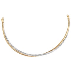 David Yurman Crossover 18K Yellow/White Gold, 0.60 Carat Diamond Cable Necklace