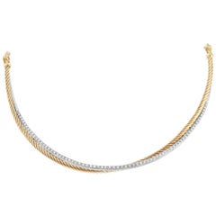 David Yurman Crossover 18K Yellow/White Gold, 0.60 Carat Diamond Cable Necklace