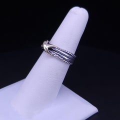 David Yurman Crossover Band Ring in Sterling Silver & 18K Yellow Gold, Size 5.75