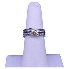 David Yurman Crossover Band Ring in Sterling Silver & 18K Yellow Gold, Size 5.75